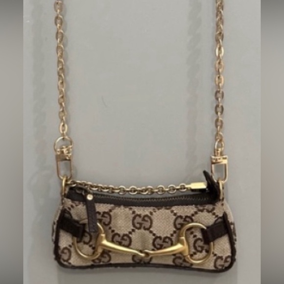 Tom Ford x Gucci Brown 'GG' Horsebit Micro Mini Chain Bag - Picture 5 of 16